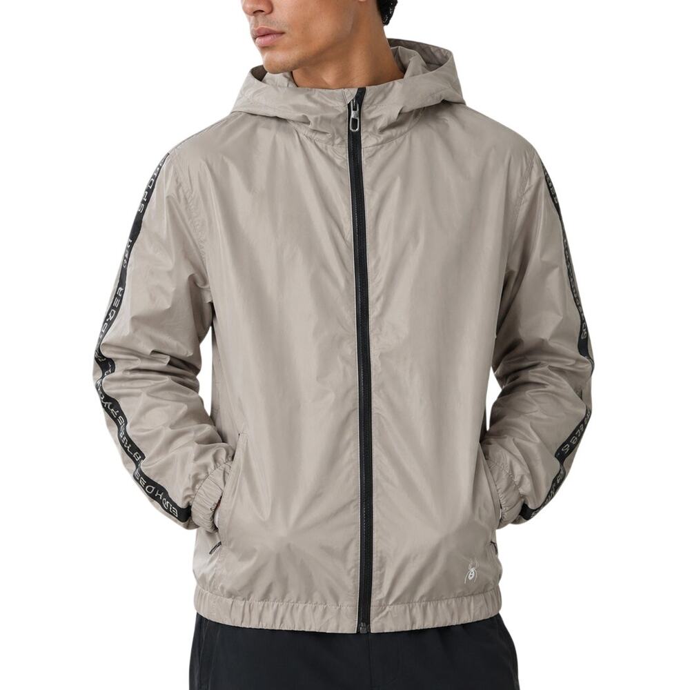 Spyder Tan Hooded Windbreaker Small Logo Tape Lightweight Jacket SPS60085-224